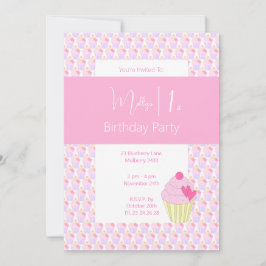 イリュシマレインボーカップケーキ1st誕生日パーティー 招待状