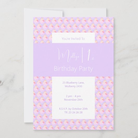 イリュシマレインボーカップケープルパープルワンバースデーパーティー 招待状 (正面)