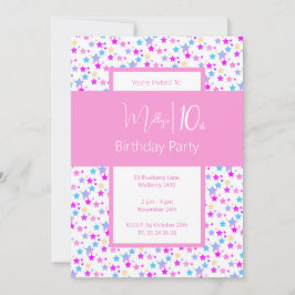 イリュシマレインボースターズピンクガールズ10誕生日 招待状