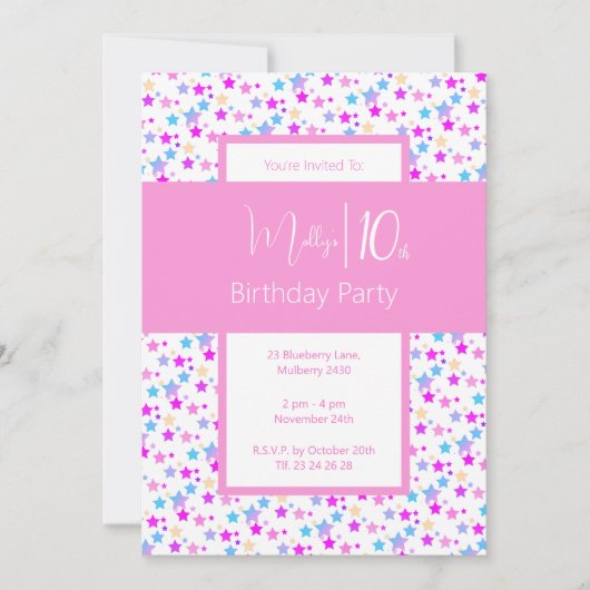 イリュシマレインボースターズピンクガールズ10誕生日 招待状 (正面)