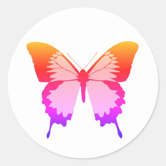 イリュシマレインボーバタフライホワイト ラウンドシール (正面)