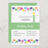 イリュシマレインボーラブハートグリーン1歳 招待状 (正面/裏面)