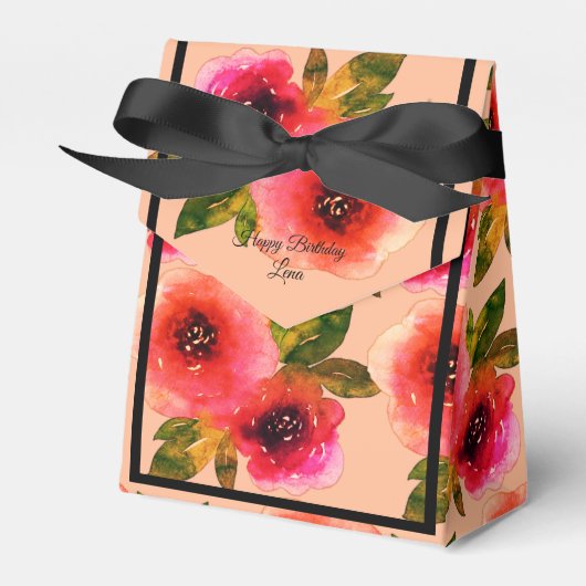 イリュシマレッドフラワーウォーター色誕生日ギフト/ フェイバーボックス (正面サイド)