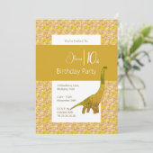 イリュシマロングネック恐竜イエロー10誕生日 招待状 (スタンド正面)