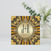 イリュージョン アートデコ ブラック ゴールド ディナー パーティー 招待状 (スタンド正面)