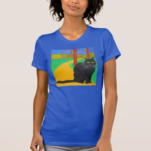 イリーナ森から出ている猫 Tシャツ (正面)