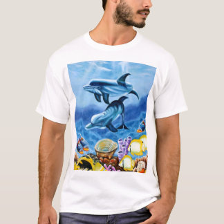 イルカおよび熱帯魚の芸術 Tシャツ