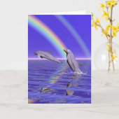 イルカおよび虹 カード (黄色い花)