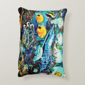 イルカおよび魚は海礁に近づきます アクセントクッション (裏面(縦))