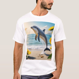 イルカお洒落が優雅に跳ぶ Tシャツ
