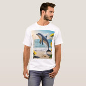 イルカお洒落が優雅に跳ぶ Tシャツ (正面フル)