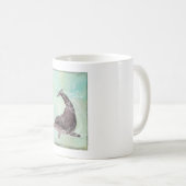 イルカがのまわりに緑のカッコいい水でしぶく コーヒーマグカップ (正面右)