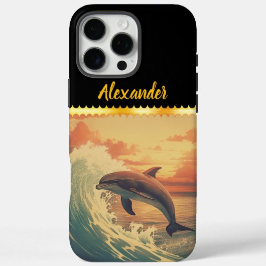 イルカがカラフル海波の間を飛び交う Case-Mate iPhoneケース (裏面)