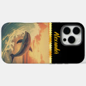 イルカがカラフル海波の間を飛び交う Case-Mate iPhoneケース (裏面 (横))