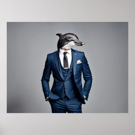イルカがスーツを着ている ポスター (正面)