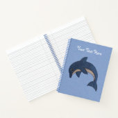 イルカがダークブルーとホワイトを飛び跳ねるかわいいキラキラ ノートブック (内部)