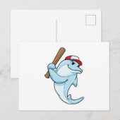 イルカがバッターとして野球で活躍 ポストカード (正面/裏面)