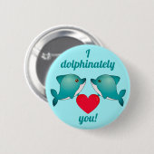 イルカが大好きだ[かわいいイルカカップル] 缶バッジ (正面&裏面)
