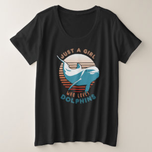 イルカが大好きな女の子 プラスサイズTシャツ
