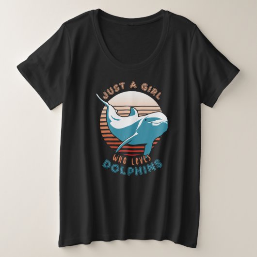 イルカが大好きな女の子 プラスサイズTシャツ (デザイン正面)
