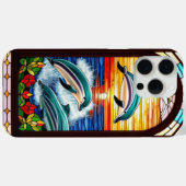 イルカが日の入りでジャンプする海 Case-Mate iPhoneケース (裏面 (横))