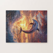 イルカが日没で跳躍 ジグソーパズル (横)