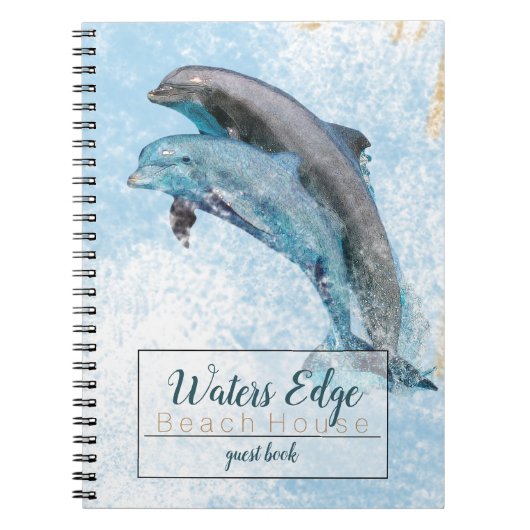 イルカが水辺のアートワークでジャンプ ノートブック (正面)