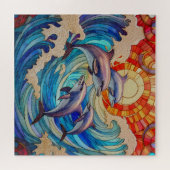 イルカが波に飛び込むパズル ジグソーパズル (横)