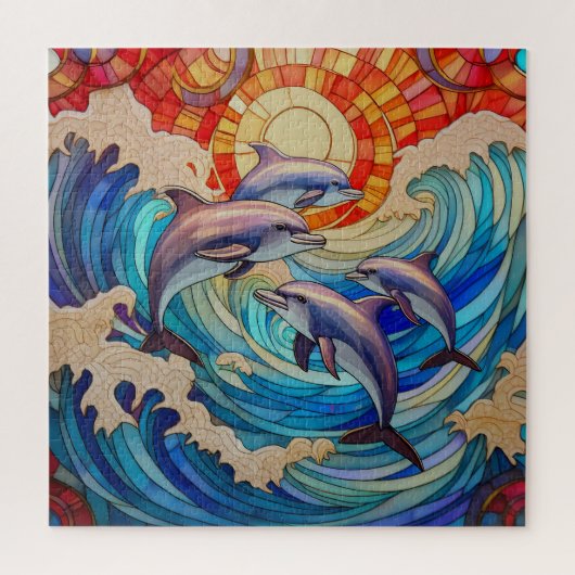 イルカが波に飛び込むパズル ジグソーパズル (縦)