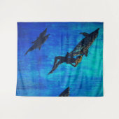 イルカが泳ぐ救助 タペストリー (正面(横))