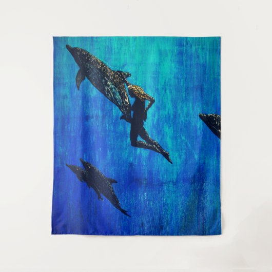 イルカが泳ぐ救助 タペストリー (正面)