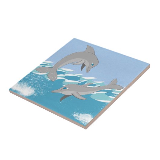 イルカが泳ぐ海 タイル (側面)