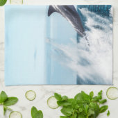 イルカが海から飛び出した キッチンタオル (折り畳み)