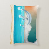 イルカが海に群がる アクセントクッション (裏面(縦))