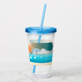 イルカが海に群がる アクリルタンブラー (裏面)