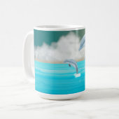 イルカが海に群がる コーヒーマグカップ (正面左)