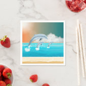 イルカが海に群がる スタンダードカクテルナプキン (インサイチュ)