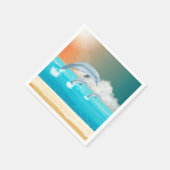 イルカが海に群がる スタンダードカクテルナプキン (角)