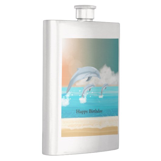 イルカが海に群がる フラスク (右)