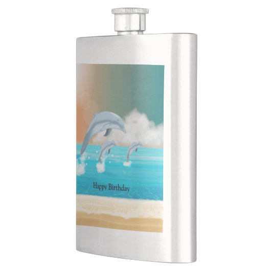 イルカが海に群がる フラスク (左)