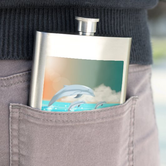 イルカが海に群がる フラスク (インサイチュ)