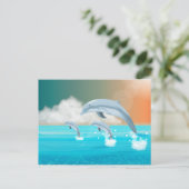 イルカが海に群がる ポストカード (スタンド正面)