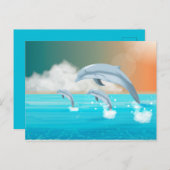 イルカが海に群がる ポストカード (正面/裏面)