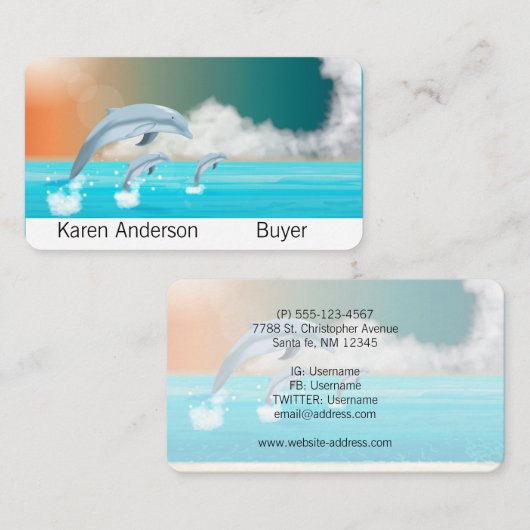 イルカが海に群がる 名刺 (正面/裏面)