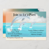 イルカが海に群がる 招待状 (正面/裏面)