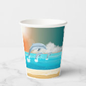 イルカが海に群がる 紙コップ (裏面)