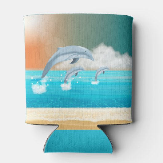 イルカが海に群がる 缶クーラー (裏面)