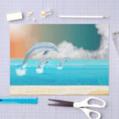 イルカが海に群がる 薄葉紙 (クラフト)