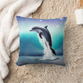 イルカが海に飛び込む クッション (ブランケット)