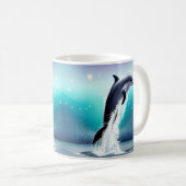 イルカが海に飛び込む コーヒーマグカップ (正面右)
